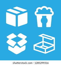 cardboard icons set with popcorn, cube box and box vector set