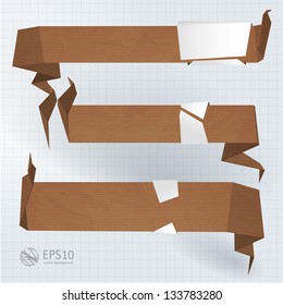 Cardboard infographic banners. Vector.