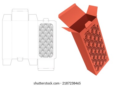 Cardboard Japanese box die cut template and 3D mockup