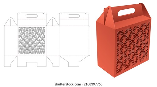 Cardboard Japanese handle box die cut template and 3D mockup