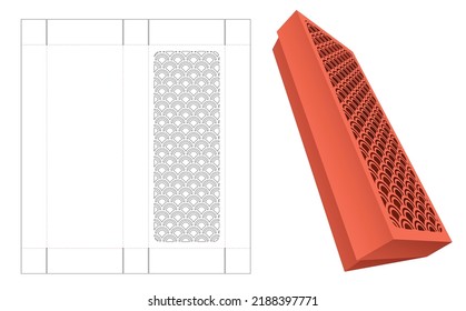Cardboard Japanese long packaging box die cut template and 3D mockup
