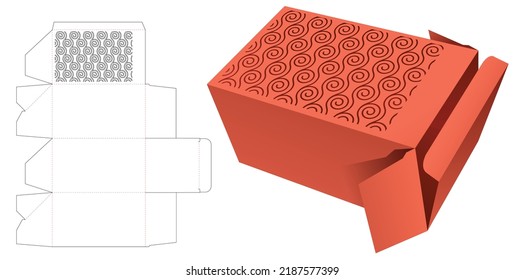 Cardboard Japanese pattern box die cut template and 3D mockup