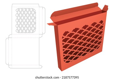 Cardboard Japanese tin box die cut template and 3D mockup