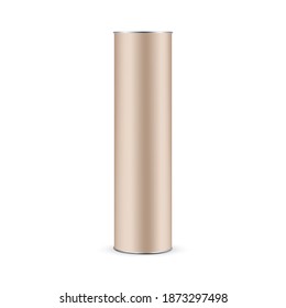 Cardboard Kraft Paper Tube Mockup Isolated on White Background, Front View. Vector Illustration