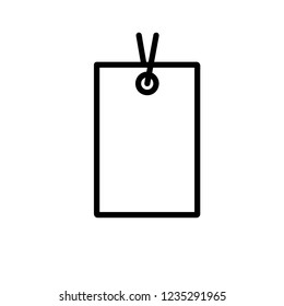 the cardboard label on a string for clothes