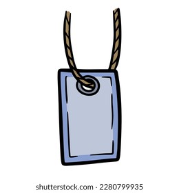 Etiqueta de cartón con cuerda. Plantilla vacía para etiqueta de cartón para venta y venta al por menor. Precio de tienda hecho a mano. Ilustración de dibujo