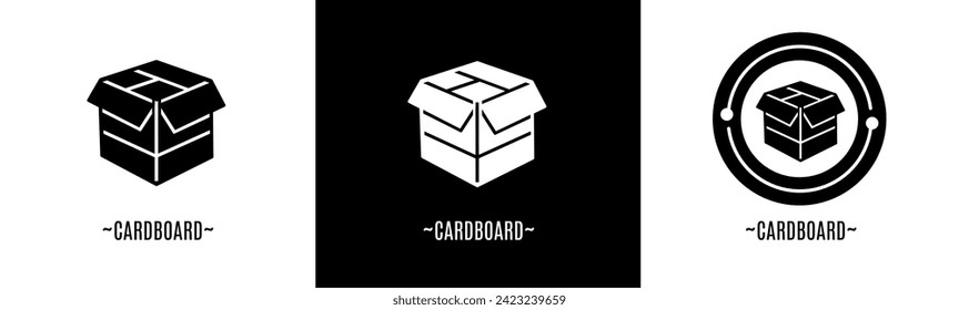 Conjunto de logotipo de cartón. Colección de logotipos en blanco y negro. Vector de material.