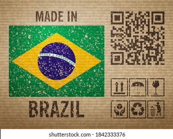 Cardboard made in Brazil, textured background. Vector illustration.