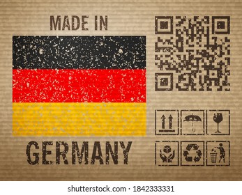 Cartón hecho en Alemania, fondo texturado. Ilustración vectorial.