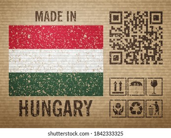 Cardboard made in Hungary, textured background. Vector illustration.