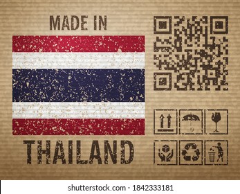 Cardboard made in Thailand, textured background. Vector illustration.