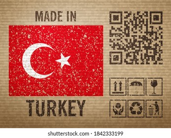Cardboard made in Turkey, textured background. Vector illustration.
