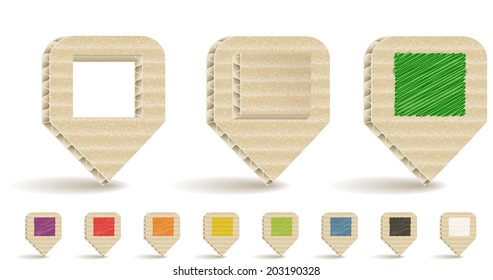Cardboard Map Markers. EPS 10. Smartly grouped, masks were used. 