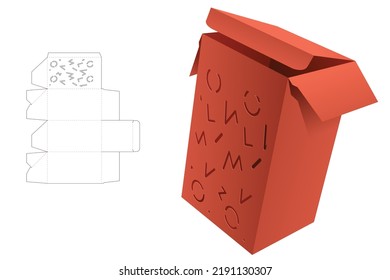 Cardboard Memphis pattern box die cut template and 3D mockup