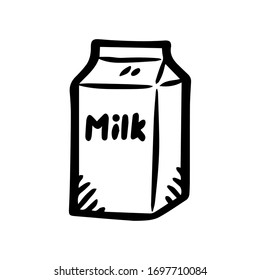 Cardboard milk box icon vector.