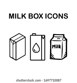 Cardboard milk box icon vector.