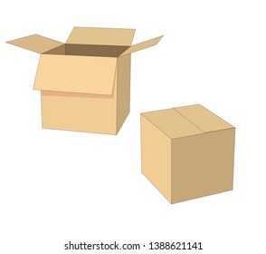 Cardboard Moving Boxes, Open and Closed