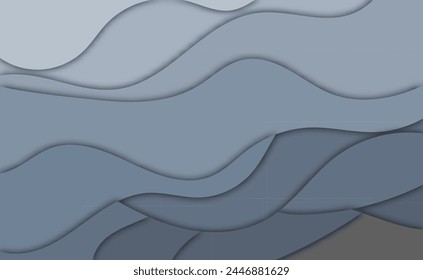 Cardboard multi-layered 3D vector lantern texture. Creative design, topography concept or flow fluid illustration for website template. Smooth origami paper.