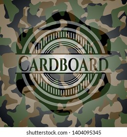 Cardboard on camo pattern. Vector Illustration. Detailed.