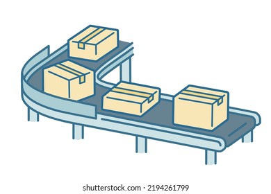 Cardboard on a conveyor belt