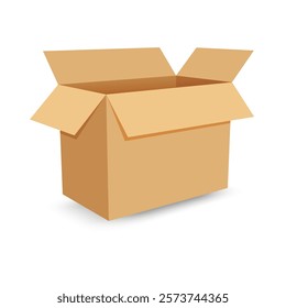 Cardboard opened shipping box vector