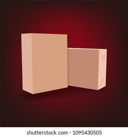 Cardboard package box. Flat design style. Vector illustration
