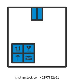 Cardboard Package Box Icon. Editable Bold Outline With Color Fill Design. Vector Illustration.