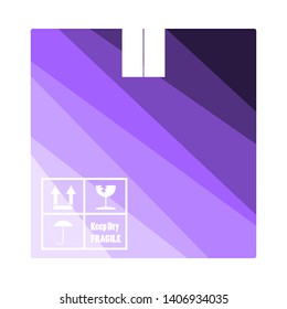 Cardboard Package Box Icon. Flat Color Ladder Design. Vector Illustration.