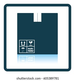 Cardboard package box icon. Shadow reflection design. Vector illustration.
