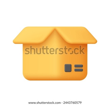 Cardboard package box, shipping box open. Transportation, delivery, shipping concept. 3d vector icon. Cartoon minimal style.