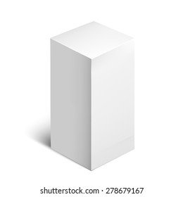 Cardboard Package Box. White Package Square For Software, DVD, Electronic Device And Other Products.  Mock Up Template Ready For Your Design.  Vector Illustration  Isolated On White Background.