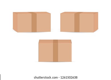 cardboard package boxes mockup isolated on white background. Vector illustration. Eps 10.