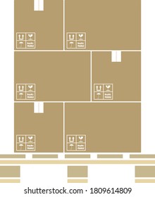 Cardboard Package Boxes On Pallet Icon. Flat Color Design. Vector Illustration.