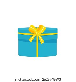 Pappverpackung mit Geschenkbogen und Papierverpackung Illustration für Feier oder Weihnachtsshopping inklusive glänzendem Band und flachem Design im Grußstil zum Winterjubiläum und fröhlichem Feiertagssymbol

