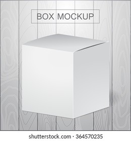 cardboard package isolated box on the wood background. mock up, template. stock vector