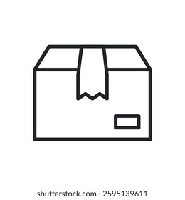 Cardboard package thin line icons. Perfect pixel on transparent background