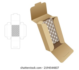 Cardboard packaging for book with stenciled striped pattern die cut with 3D mockup