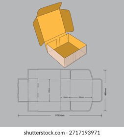 Caja de embalaje de cartón para correo postal – Papercut 3D Plantilla de contorno