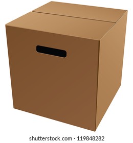 Cardboard packaging box for storage and transportation of goods. Vector illustration.