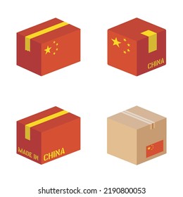 Cardboard packaging with China flag icons, made in China box