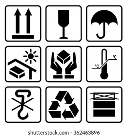 Cardboard Packaging Icon Set