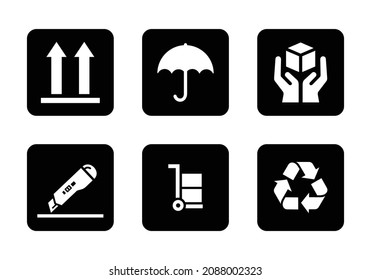 Cardboard packaging icon set vector illustration