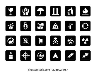 Cardboard packaging icon set vector illustration