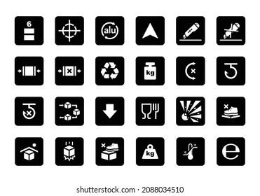 Cardboard packaging icon set vector illustration