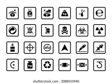 Cardboard packaging icon set vector illustration