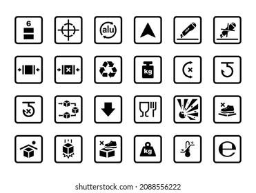 Cardboard packaging icon set vector illustration