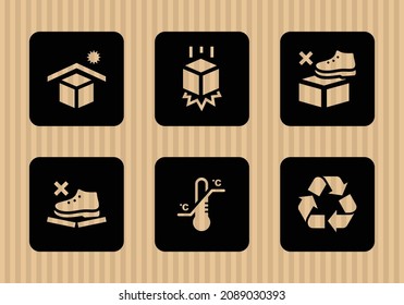 Cardboard packaging icon set vector illustration