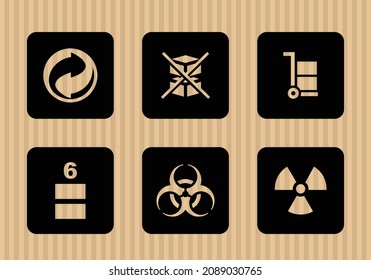 Cardboard packaging icon set vector illustration