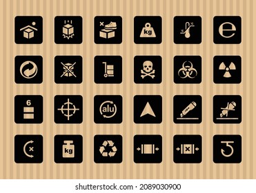 Cardboard packaging icon set vector illustration