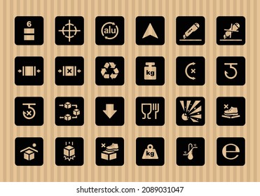 Cardboard packaging icon set vector illustration